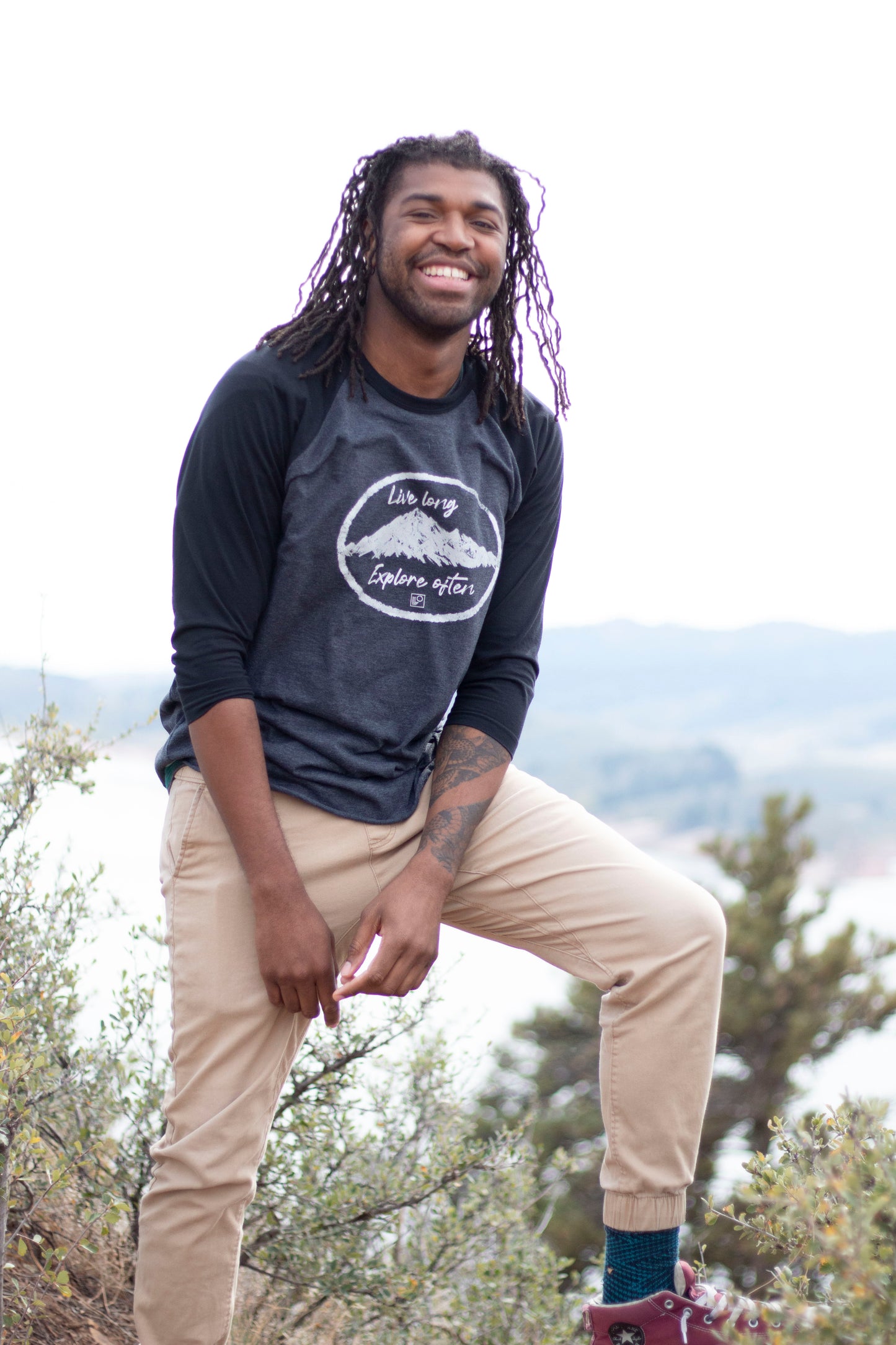 Live long Explore often 3/4 sleeve raglan shirt