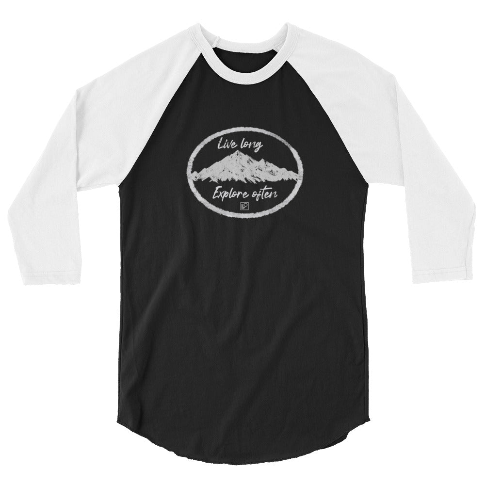Live long Explore often 3/4 sleeve raglan shirt